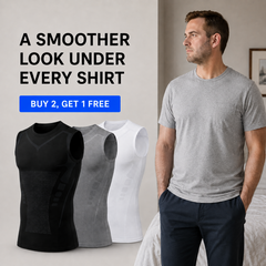 CONTOUR compression shirts in black, grey and white with a smoother look under a T-shirt